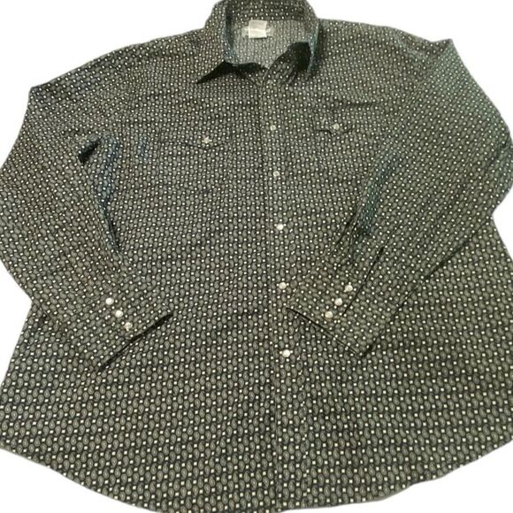 Wrangler Men's Black Paisley Print Button-Up Western Shirt Size XXL - Picture 1 of 4